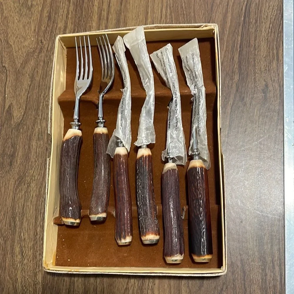 Vintage Sheffield Stag Horn Fork Set